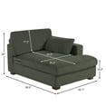 thumbnail image 5 of DREAMSIDEA Oversized Chaise Lounge for Living Room Modern Corduroy Sofa with Left Armrest Indoor Lounge Chair,Green, 5 of 9