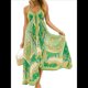 thumbnail image 3 of Vestido de Vacaciones Bohemio con Cuello en V, Floral, Sin Mangas, Holgado, con Espalda Descubierta y Dobladillo Irregular para Mujer. Verde S, 3 of 9