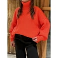 thumbnail image 4 of Women'S Thick Sweater, Warm and Loose, Basic Knitted Pullover for the Office Orange Red XL, 4 of 6