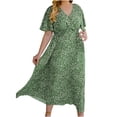 thumbnail image 2 of Jusqu'à 65 % de Rabais! Robes d'Été Mode pour Femmes 2024 Grande Taille Manches Courtes Col en V Ample Longue Robe, 2 of 4