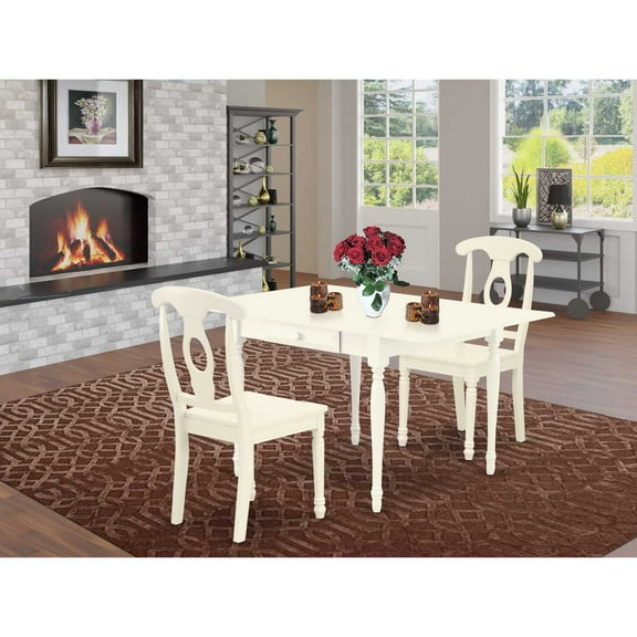 East West Furniture Dining Room Set Linen White, MZKE3-LWH-W