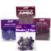 JAM Paper Office Clip Assortment Set, Purple, (1) Binder Clips (1) Round Paper Cloops and (2) Paper Clips (Regular & Jumbo), 4/set