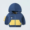 thumbnail image 2 of GBSYEWXS Hoodies For Toddler Boys Fall Zipper Color Blocked Tops Hooded Blue Sweatshirt Size 2-3 Years, 2 of 4