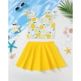 thumbnail image 2 of Kucnuzki 5T Little Girl Swimsuit Set 6T Child Gilrs Bathing Suit Ruffle Lemon Top Swimming Skirt with Shorts 2pcs Bikini Set Summer Beach Breathable Tankini Set Yellow, 2 of 10