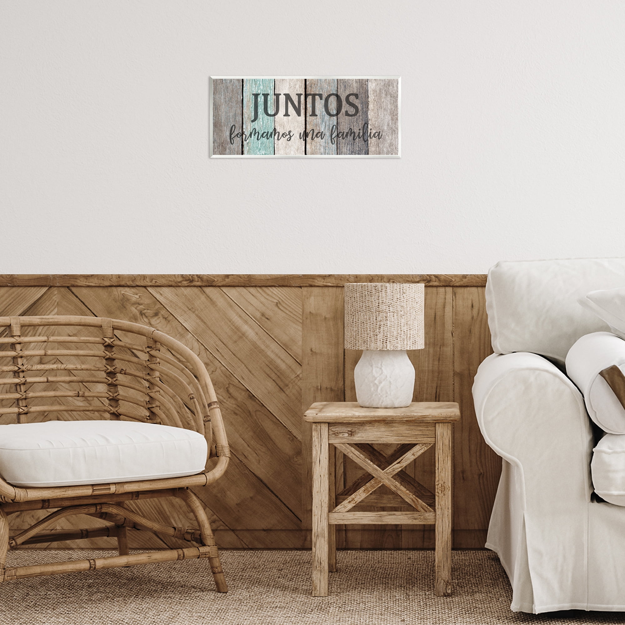 Stupell Industries Juntos Formamos una Familia Inspirational Quotes & Sayings Painting Unframed Art Print Wall Art, 17 x 7