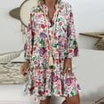 thumbnail image 3 of KDFJPTH For Women Dresses Quarter Three Ladies Loose Mini Print Sleeve With Pockets Short Sleeve Maxi Boho Dress For Womens, 3 of 9
