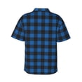 thumbnail image 3 of Daiia Blue Black Plaid Hawaiian Shirt for Men Gentle Cotton Regular Short Sleeve Casual-Small, 3 of 9