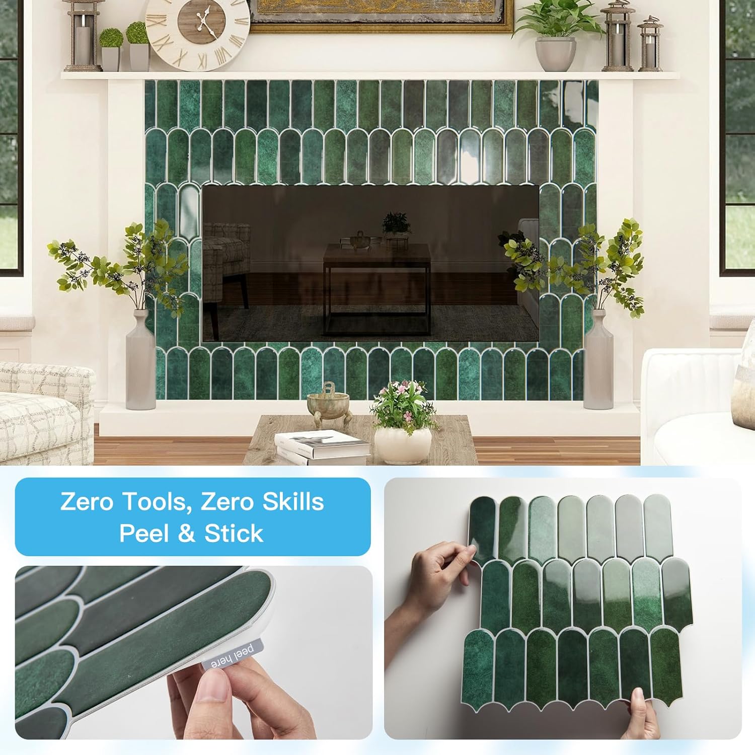 FLOLEOPA 12 x 12 Inch Heavy-Duty Peel and Stick Backsplash, Self-Adhesive Wall Tiles for Kitchen Bathroom Decor, 20-Pack