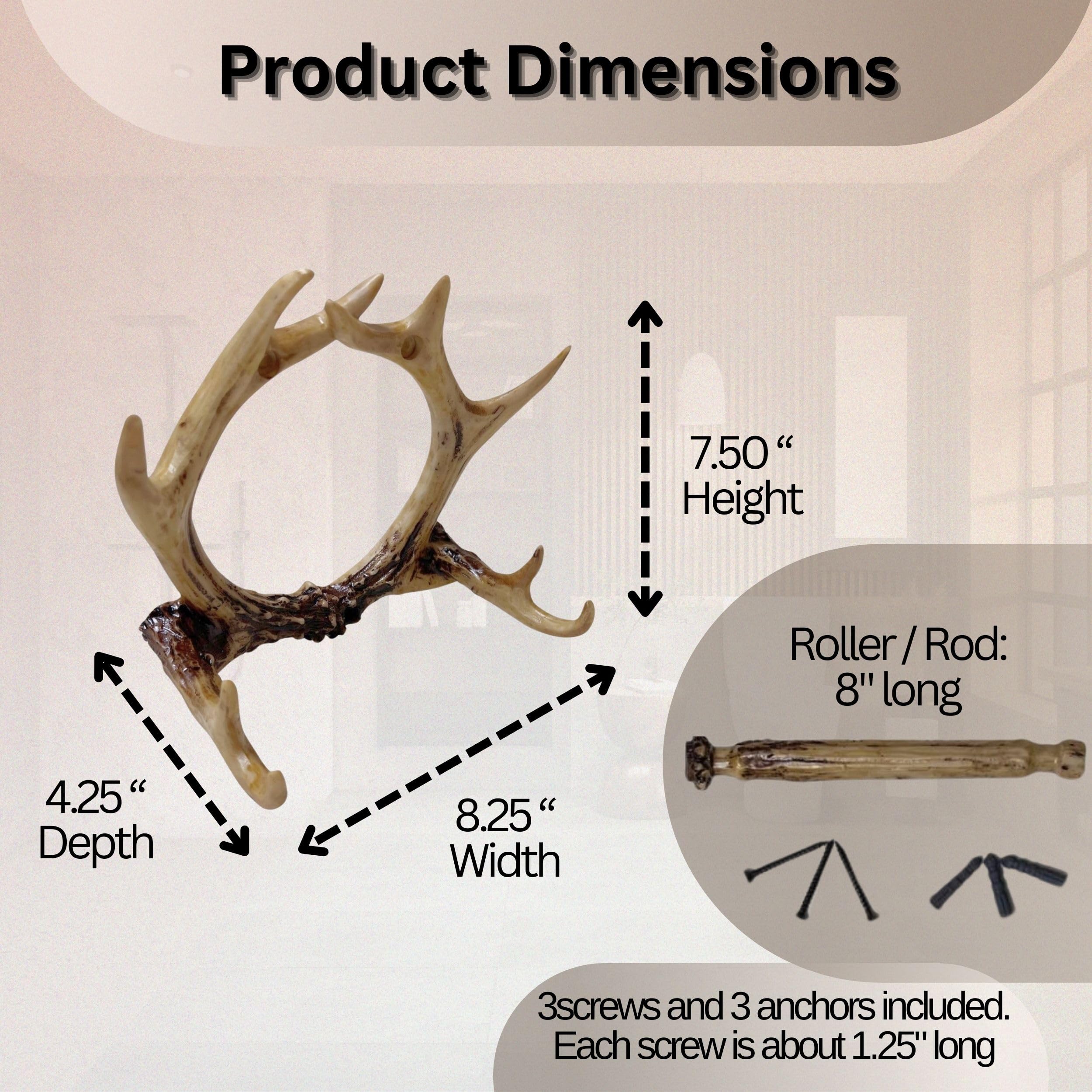 Faux Antler Wall Mounted Toilet Paper Holder - Vintage Rustic Deer Bathroom Decor for Lodge Cabin Style - Toilet Paper Roll Holder for Wall Mounting with Wilderness-Themed for Restrooms