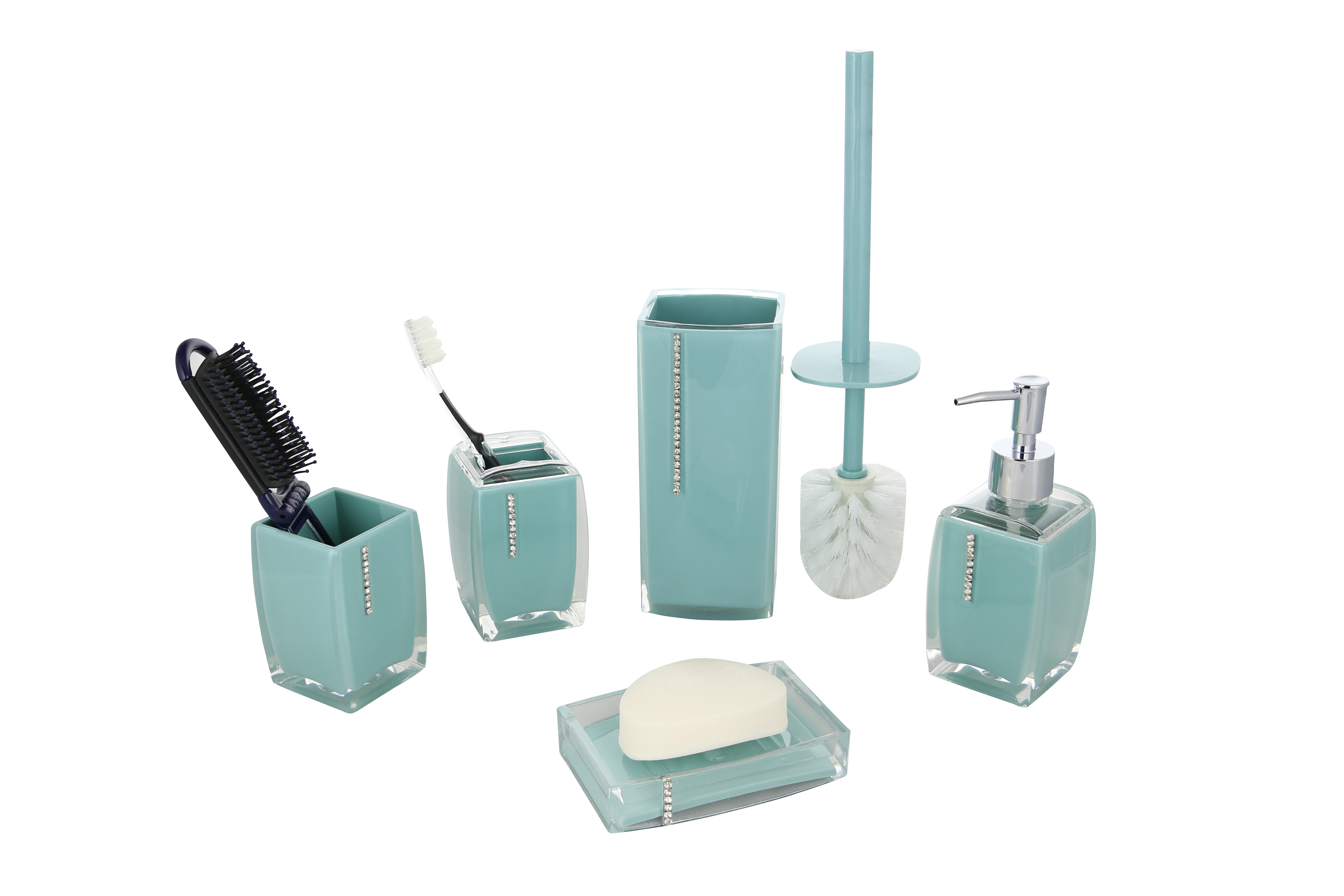 6 Piece Bathroom Set Turquoise With Crystals 6 Piece Bathroom Set Turquoise With Crystals