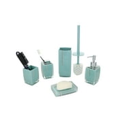 6-Piece Bathroom Set Turquoise With Crystals, Includes Hairbrush Holder, Toothbrush Holder