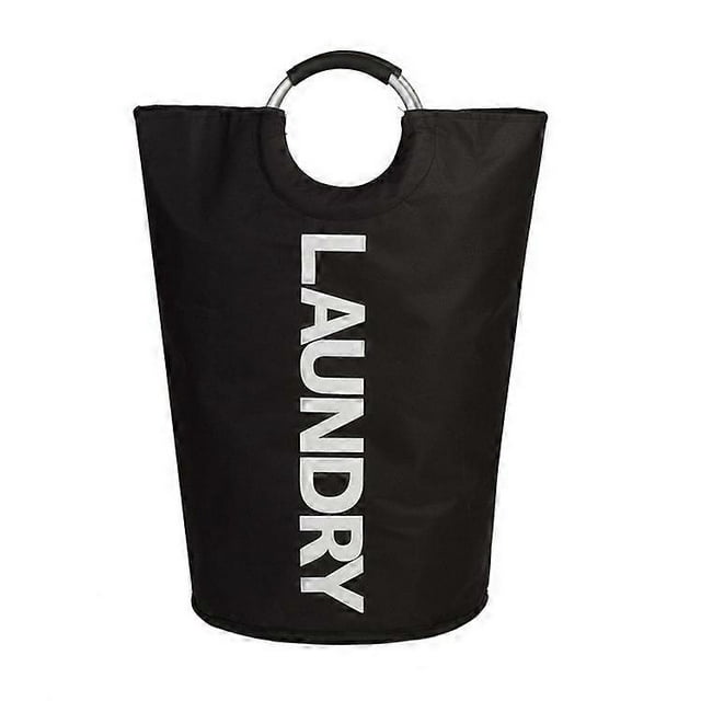 Cesta de lavandería grande de 90 l, bolsa de lavandería plegable, cesta de ropa alta independiente, cesta de lavado plegable (negro), 38 x 79 cm/15 x 31 pulgadas