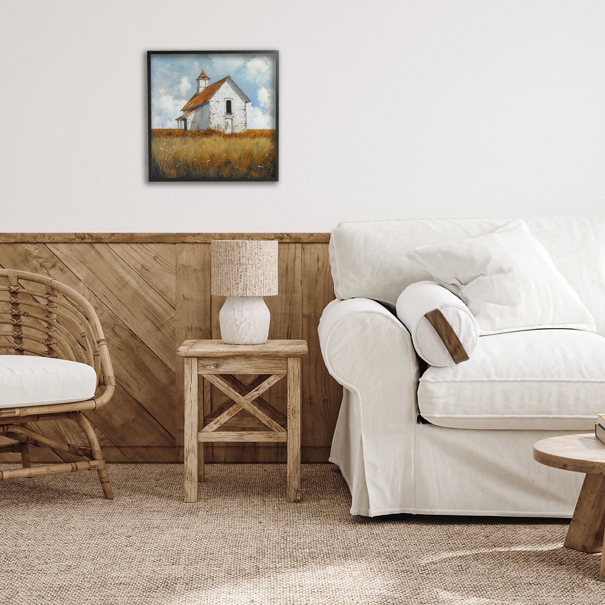 Stupell Industries Rustic Church in Field Black Framed Giclee Art, design by Creative Studio