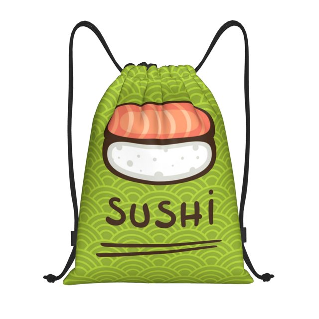 Fotbe Fresh Sushi Bolsa Mochila con Cordón Estampada, Bolsa de Gimnasio Deportiva, Bolsa Cinch, Bolsa con Cordón para Hombres y Mujeres-Small