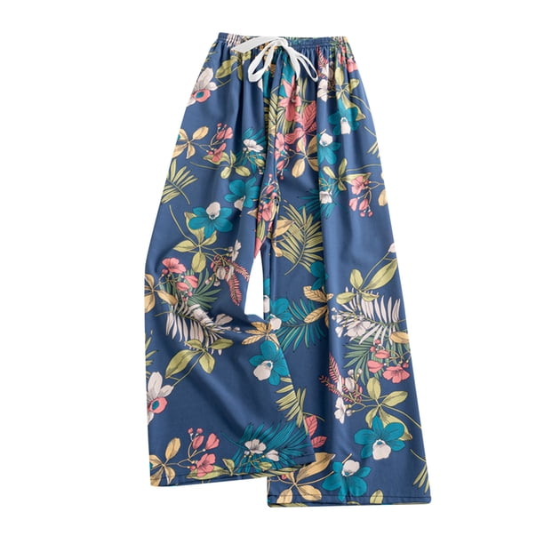 Pantalones Elásticos de Cintura para las Mujeres Pantalones de Salón de Casa Impresos de Moda para las Mujeres, Pantalones Casuales de Cintura Alta con Cintura Elástica