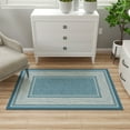 thumbnail image 3 of Ottomanson Border Area Rug 3'3" x 5' - Non Slip Low Pile Carpet, Blue, 3 of 11