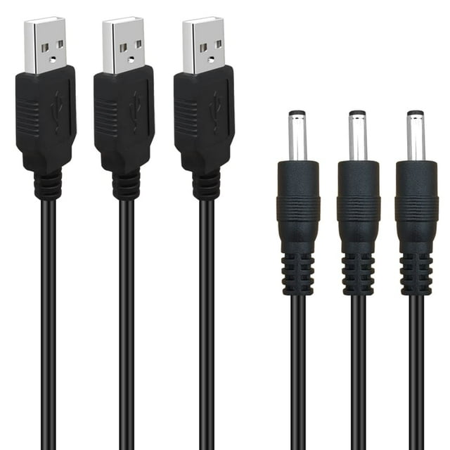 Lot de 3 Cordon d'Alimentation DC 6 Pieds 5V USB vers DC 3.5mm x 1.35mm Connecteur Adaptateur de Prise Câble de Charge