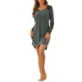 thumbnail image 2 of INSPIRE CHIC Women's Long Sleeve Nightgown Lace Trim V-Neck Nightshirt Sleepwear Pajama Dress XL Gray, 2 of 5