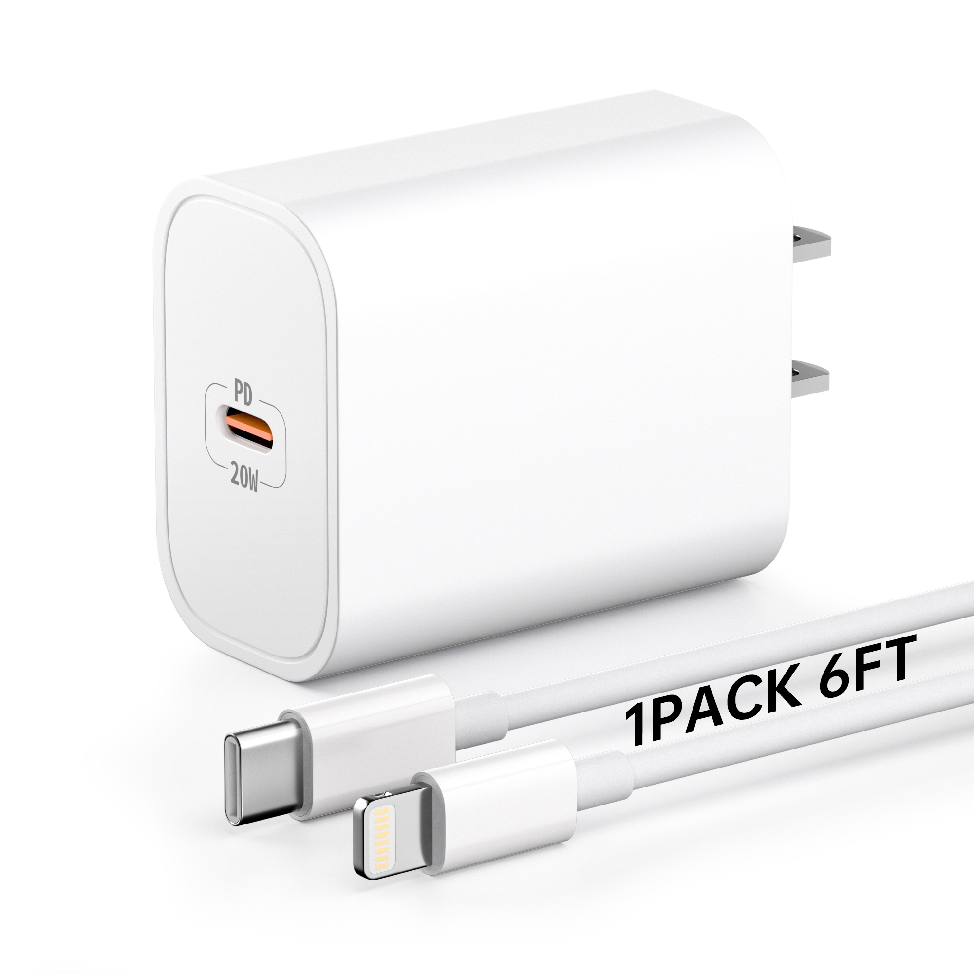 Bkayp iPhone 14 13 12 Fast Charger [Apple Mfi Certified] 20W PD USB C Charger Block with 6ft Fast Charging Cable Compatible with iPhone iPad iPod