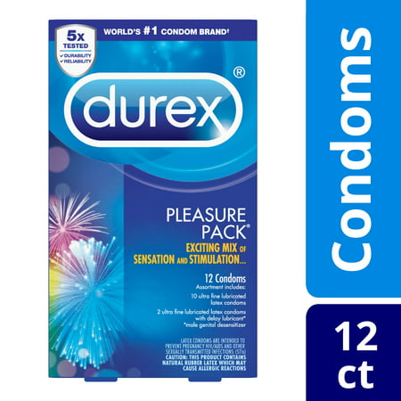 Durex Ultra-Fine and Lubricated Latex Condoms Assorted Pleasure Pack – 12 (Best Durex Condoms For Pleasure)