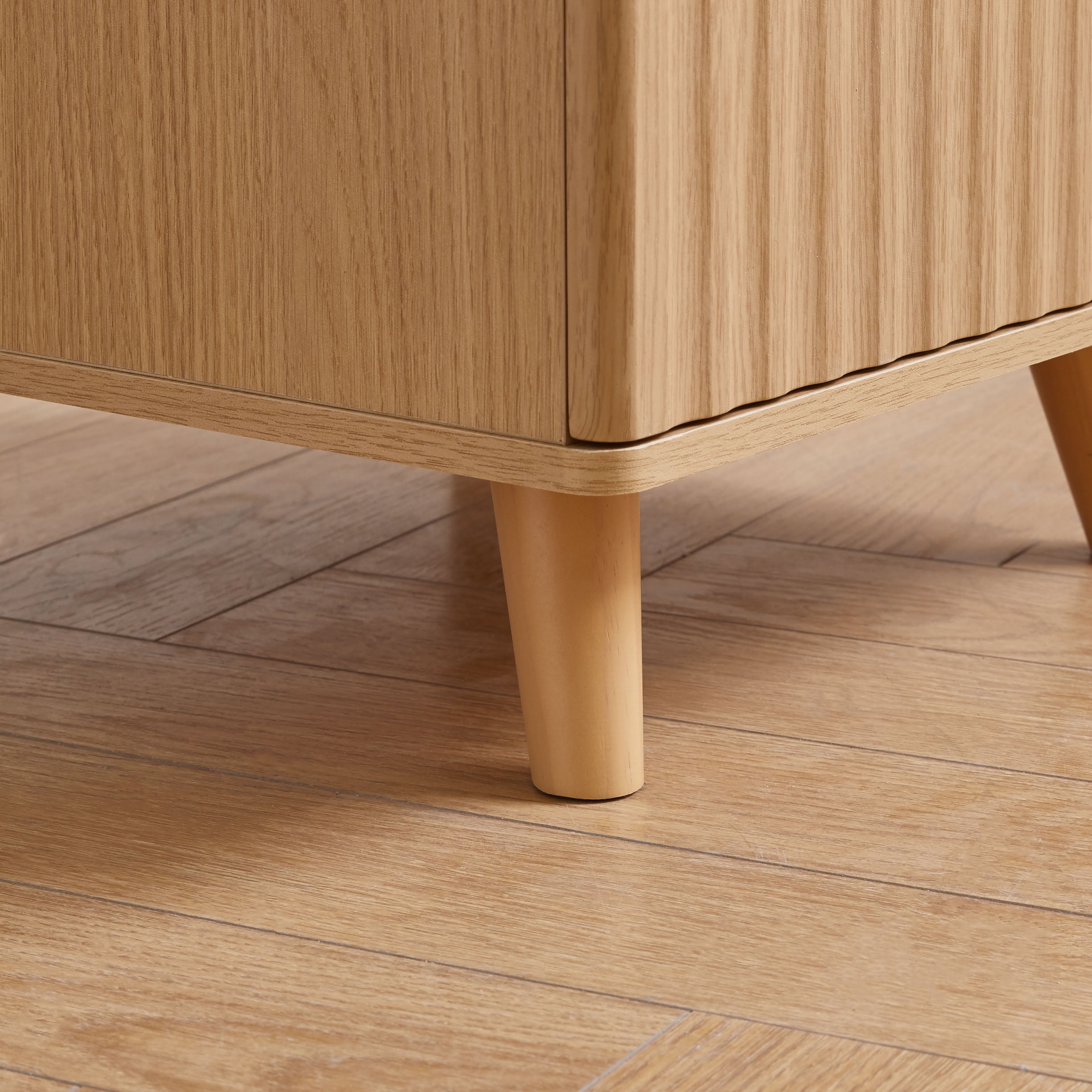MAYEERTY Modern End Table with Hidden Storage Drawer & Charging Station, Wood Side Table with 2 Drawers and Open Shelf, for Bedroom Living Room