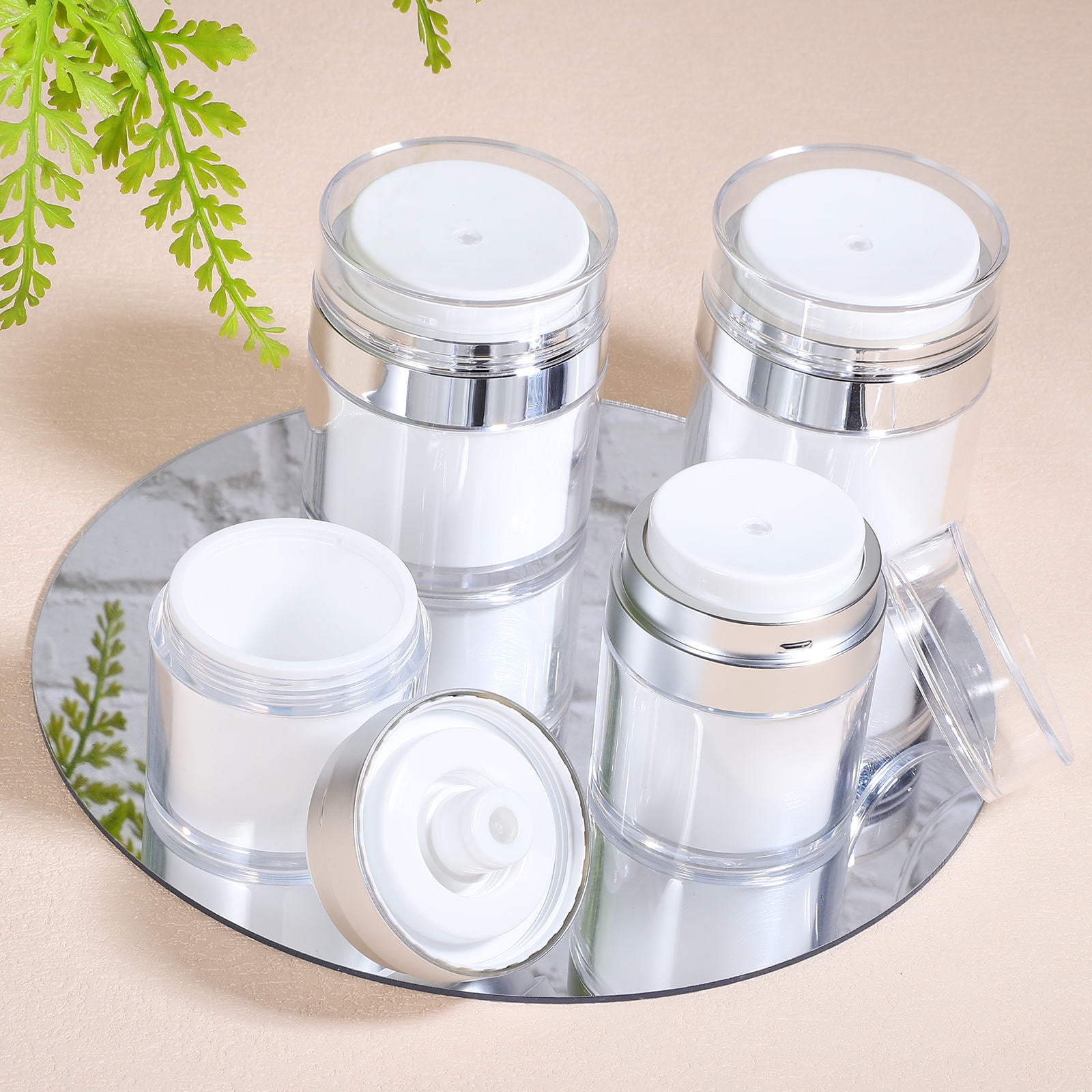 OHOIOLLA Vacuum Airless Pump Jars Multi Acrylic Cosmetic Containers for Lotion Storage