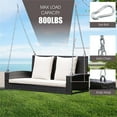 thumbnail image 3 of Pemberly Row 2 Person Patio Rattan Hanging Porch Swing Bench Chair Beige, 3 of 8