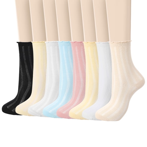 Bocaoying 8 Pairs Womens Ruffle Socks, Comfortable Frilly Socks, Exquisite Lettuce Socks, Princess Style Dress Crew Socks Lolita Gift for Ladies Girls