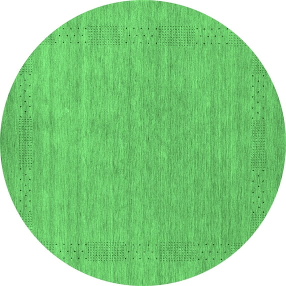 Ahgly Company Indoor Round Abstract Emerald Green Contemporary Area Rugs, 7' Round