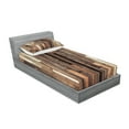 thumbnail image 2 of Ambesonne Wooden Print Fitted Sheet & Pillow Sham Set, Old Floor Rustic Style, Twinxl, Brown, 2 of 2