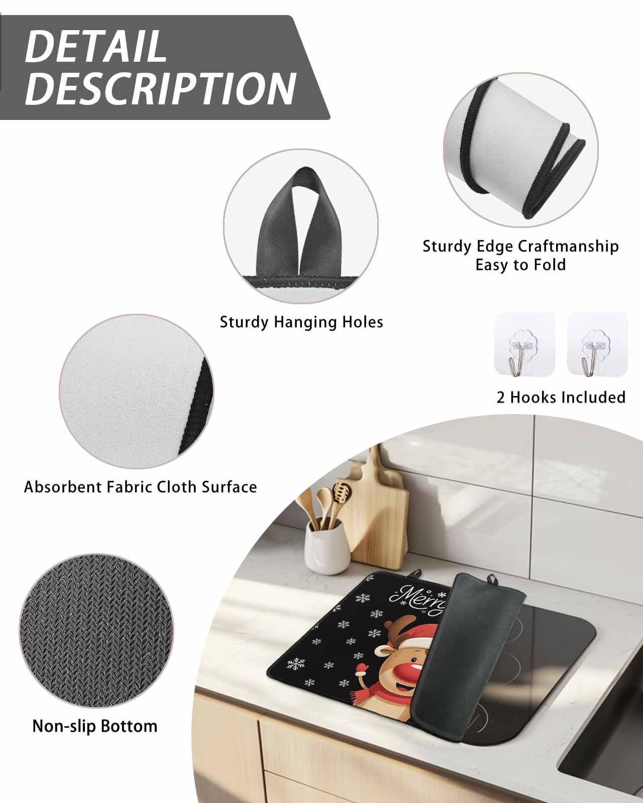 Stove Top Covers for Electric Stove, Merry Christmas Glass Stovetop Cover Protector, Winter Cartoon Xmas Deer Snowflake Induction Cooktop Protector Oven Mat for Kitchen Countertop 31"x24"