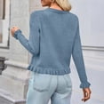 thumbnail image 5 of Women's Casual Fashion Solid Color Short Sweater Ruffled Top for Fall Winter Feminine Touch,Light Blue,M, 5 of 7