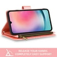 thumbnail image 5 of Compatible with Samsung Galaxy A24 4G/5G Wallet Phone Case and Tempered Glass Screen Protector Flower Faux Leather Flip Credit Card Holder Stand Zipper Cell Cover for A 24 24A Lte Women Pink, 5 of 8