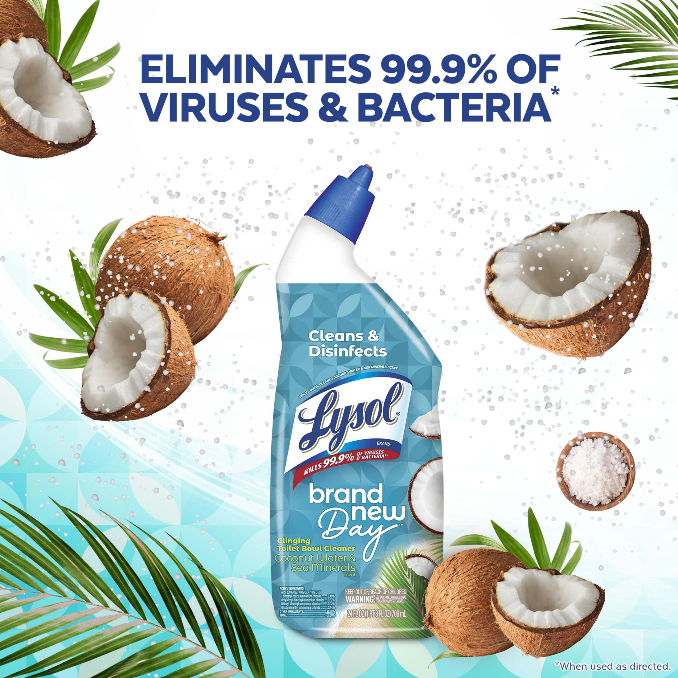 (4 pack) Lysol® Toilet Bowl Cleaner Gel, Brand New Day, Coconut & Sea Minerals, 24oz
