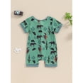 thumbnail image 6 of Aojekbee Baby Boys Jumpsuit, Short Sleeve Crew Neck Zipped Horse Print Summer Romper Clothes for Casual Daily, 6 of 10