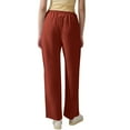 thumbnail image 3 of WULMLEO Women's Cotton Linen Pants,Summer Casual Loose Lightweight Straight Leg Pant with Pockets Saffron M, 3 of 6