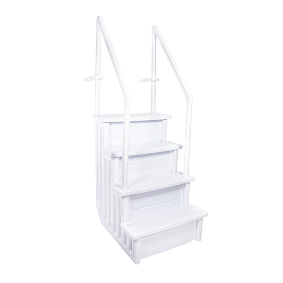 HYDROTOOLS By SWIMLINE 87940 Premium Resin In-Pool Step Entry Exit System With Handrails For Above Ground Pools | 48 To 54 Inch Height | With Extra Large Non Slip Treads And Sand Fillable Posts