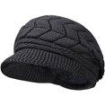 thumbnail image 2 of Boina coreana de otoño e invierno JAMW gorro de lana con protección para los oídos tejido piel de conejo negro, 2 of 5