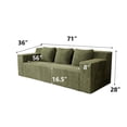 thumbnail image 4 of 71 Inch 3-Seater Sofa, Corduroy Fabric Deep Seat Couch, No Assembly Required, Comfy Loveseat for Living Room Apartment, Antique Green, 4 of 7