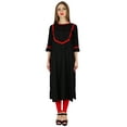 thumbnail image 4 of Bimba Women Black Red Rayon Tunic 3/4 Sleeve Kurta Kurti Casual Summer Clothing, 4 of 7