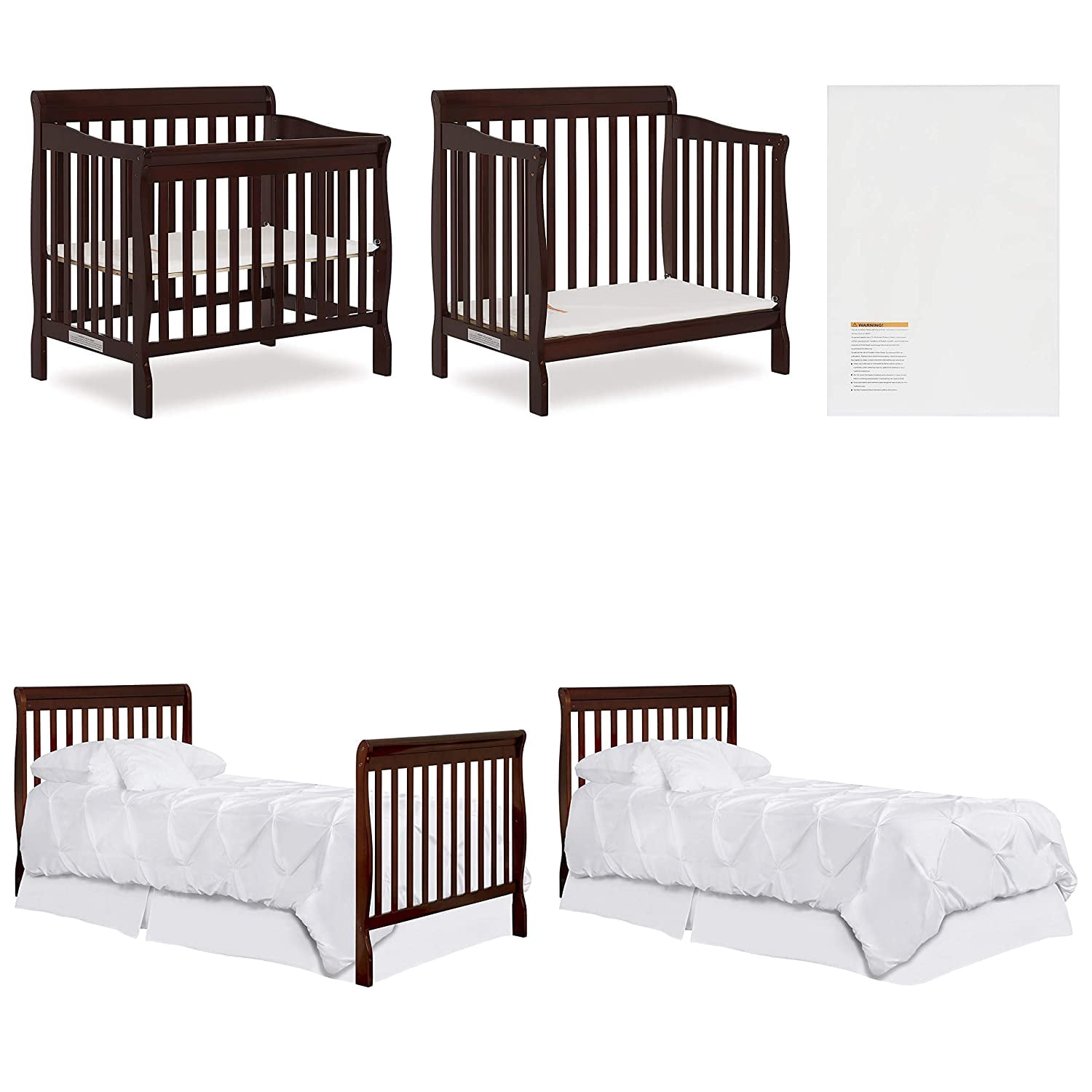 Dream On Me Nursery Essentials Bundle of Dream On Me Aden Convertible 4-in-1 Mini Crib, Dream On Me Ashton Changing-Table, with a Dream On Me Sunset 3 Extra Firm Fiber Portable Crib Mattress