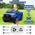 thumbnail image 3 of Ram Ride on Car Toys, 12V RAM 2500 Powered Ride on Toy Truck with Remote Control, Electric Car for Kids Girls 3-5 w/ Bluetooth, Rear Storage Trunk, Safety Belt, Rear Wheel Suspension, Blue, 3 of 9