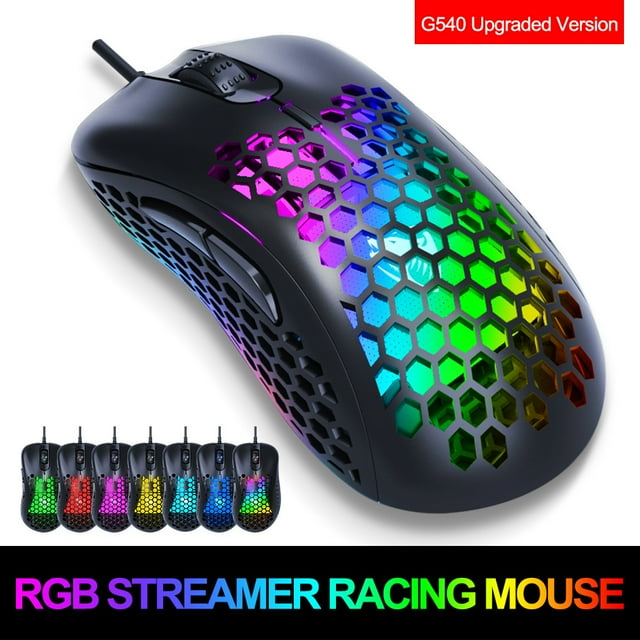 Lightweight Wired Gaming Mouse, 26 RGB Backlit Mice & 6Buttons Programmable Driver,6400DPI ,Ultralight Honeycomb Shell Ultraweave Cable Mouse Compatible with PC Gamers and Xbox and PS4