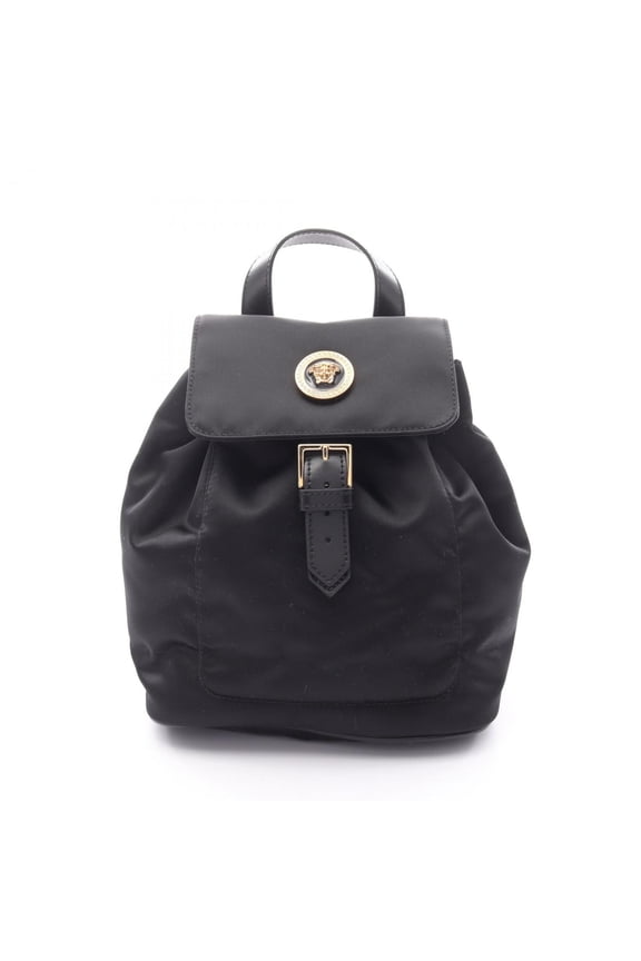 Pre-Owned Versace Medusa Rucksack, Nylon and Leather, Women's, Black (Good)