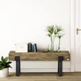 thumbnail image 3 of Demi Bonn 48" Garden Bench with Metal Legs, Rustic Wood Effect Concrete Entryway Bench, End of Bed Bench, Indoor Outdoor Use for Patio, Park, Porch, Brown, 3 of 7
