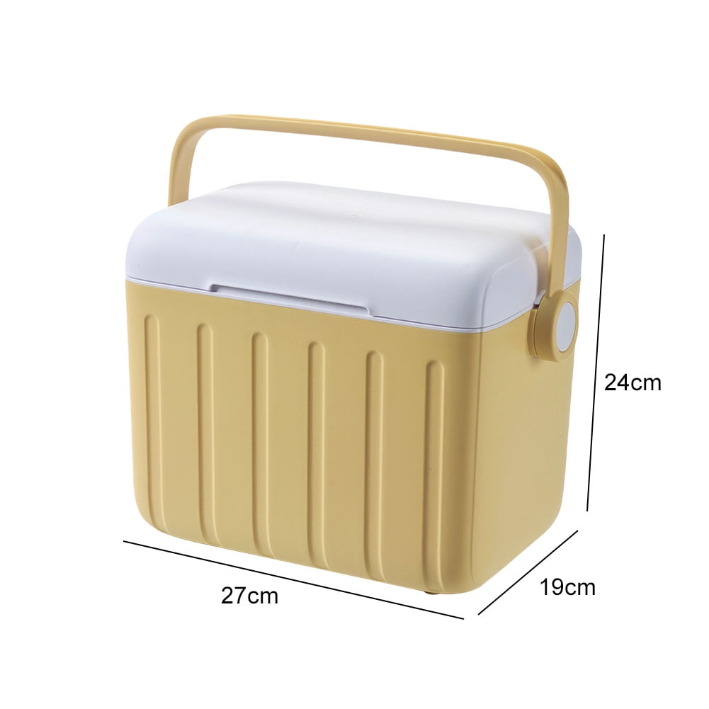 6L Camping Cooler Box Insulated Ice Chest Portable Outdoor Hard Cooler Sport Supplies (Custard)