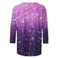 thumbnail image 4 of Nfurl Womens Sparkly Sequin Tops Trendy 3/4 Sleeve Party Night Sparkly Blouse Dressy Casual Crewneck Pullover Tops Cocktail Club Clothing Purple L, 4 of 5