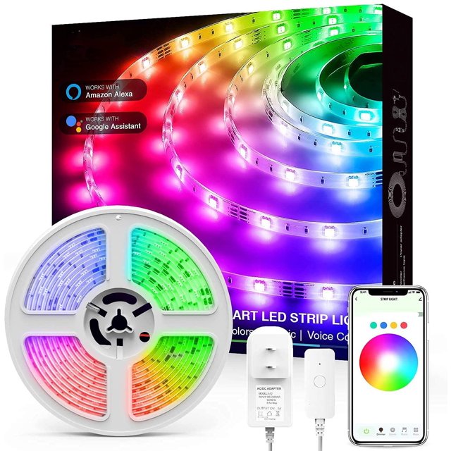 Led Strip Lights, Smart WiFi RGB LED Lights with 16 Million Colors, Music Sync, Voice/App Control and Works with Alexa and Google Home, 16.4FT Color Changing LED Lights Strip for Party and Christmas
