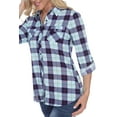 thumbnail image 3 of White Mark Chemise Classique à Carreaux Manches 3/4 pour Femmes, 3 of 5