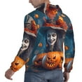thumbnail image 6 of Goofa Modern Style Pumpkin Witch for Men's Hooded Sweatshirt - Lightweight Pullover Hoodie with Kangaroo Pocket, Perfect for Everyday Wear-Large, 6 of 7